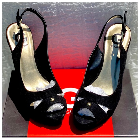 Guess NWB “Cathy” Platform Stiletto Heels Almond Peep Toe Slingback Shoes - Picture 9 of 16